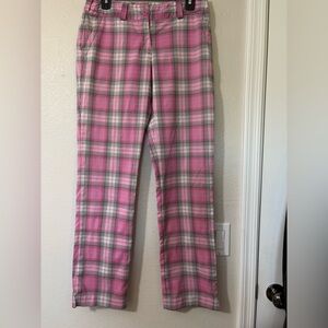 Nike Performance Tour Golf Pants. Vibrant Pink/Gray Plaid Straight Leg. Size 4